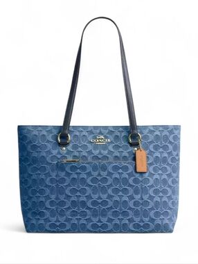 Coach Denim Blue  Signature Jacquard Tote Bag